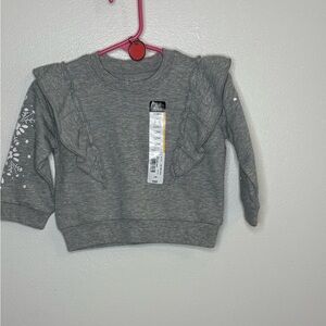 Okie Dokie Gray Ruffle Sequin Sweatshirt